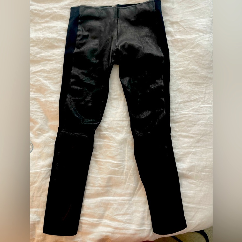 Genuine black leather cigarette pants